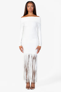 Aurelia Knit Fringe Midi Dress - honey