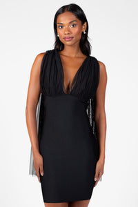 Saphira Tulle Bodycon Mini Dress - honey