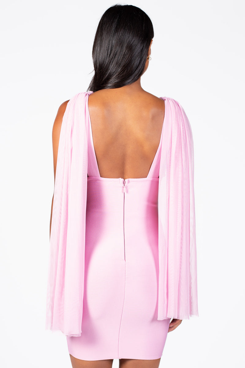 Saphira Tulle Bodycon Mini Dress - honey