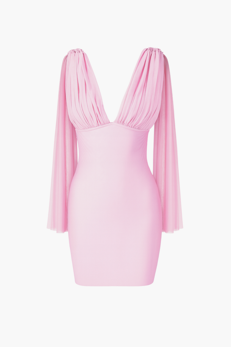 Saphira Tulle Bodycon Mini Dress - honey