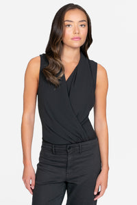 Dorothea Sleeveless Drapey Chiffon Bodysuit