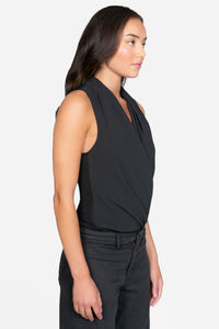 Dorothea Sleeveless Drapey Chiffon Bodysuit