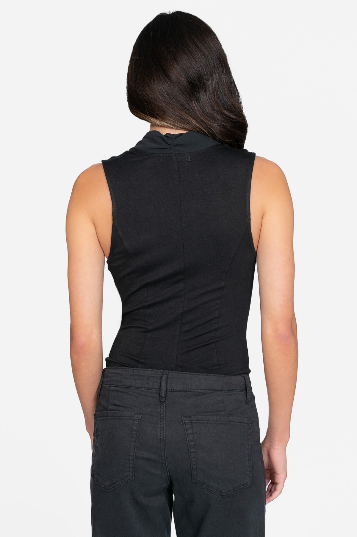 Dorothea Sleeveless Drapey Chiffon Bodysuit