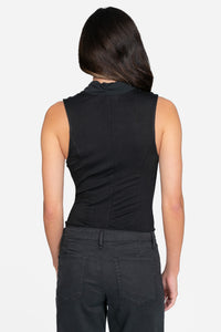Dorothea Sleeveless Drapey Chiffon Bodysuit