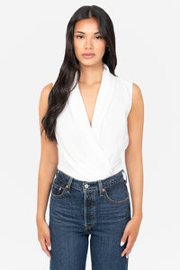 Dorothea Sleeveless Drapey Chiffon Bodysuit