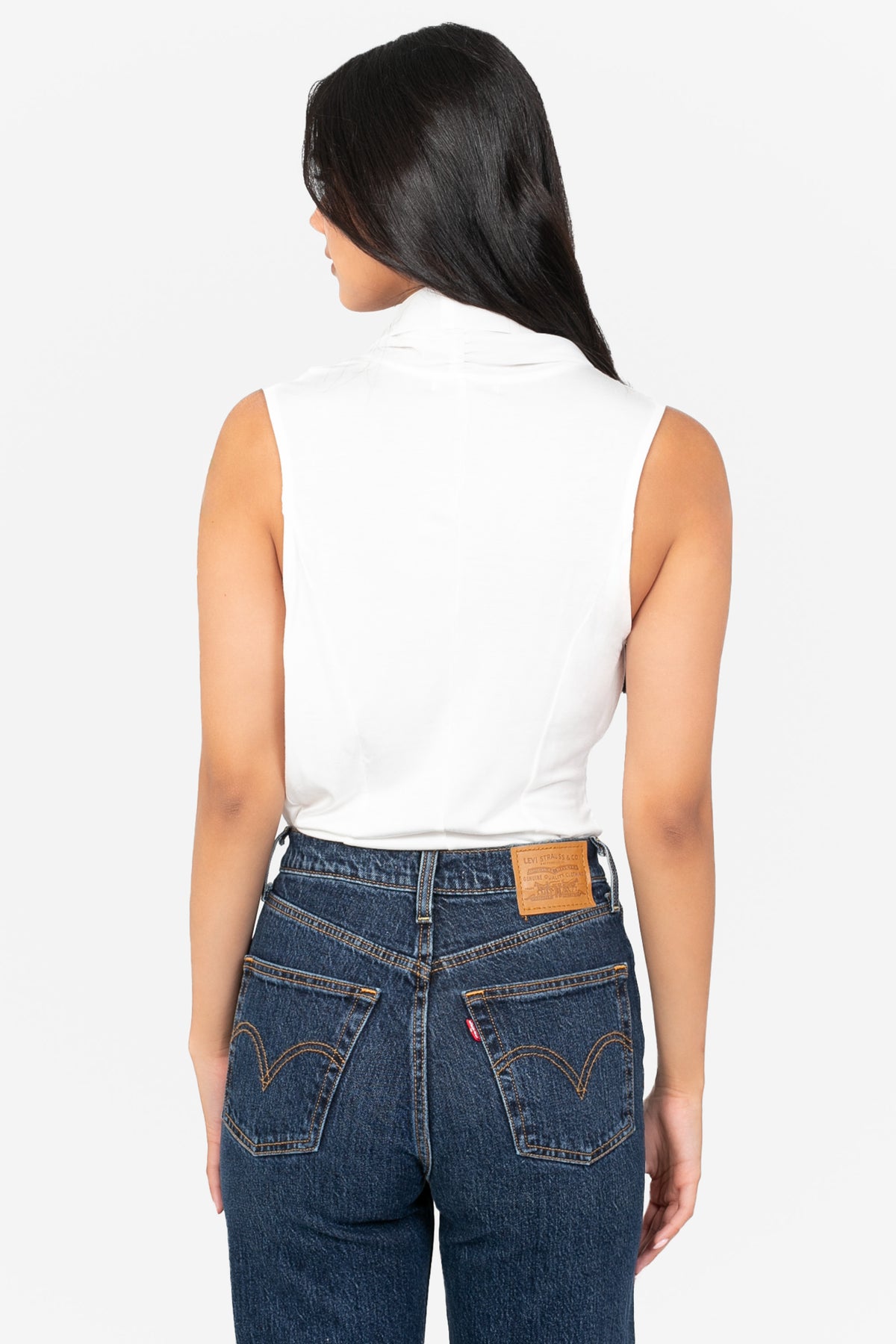 Dorothea Sleeveless Drapey Chiffon Bodysuit