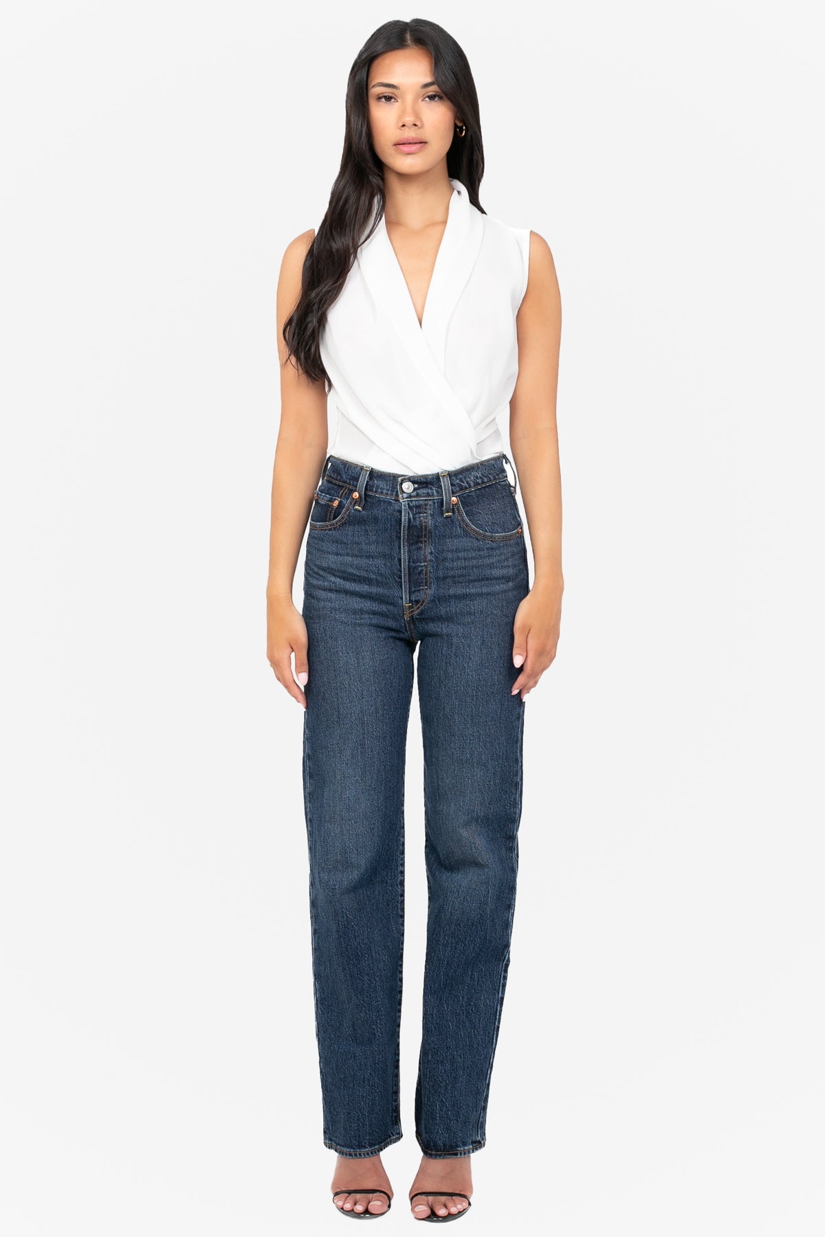 Dorothea Sleeveless Drapey Chiffon Bodysuit