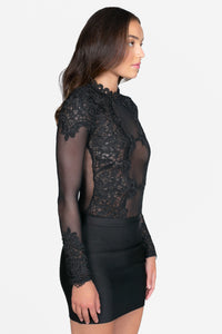 Floriana Embroidered Allure Mesh Bodysuit
