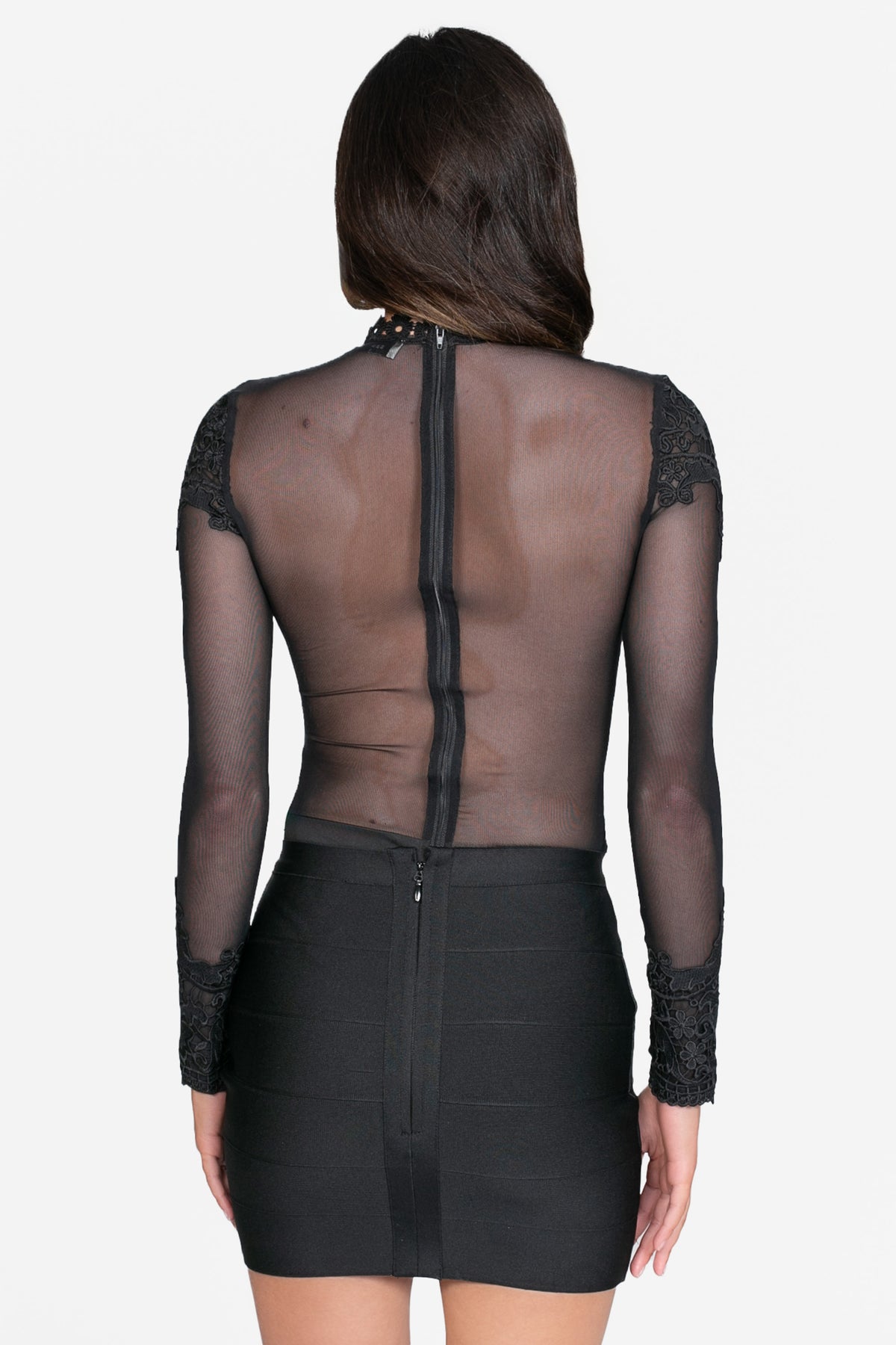 Floriana Embroidered Allure Mesh Bodysuit