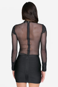 Floriana Embroidered Allure Mesh Bodysuit