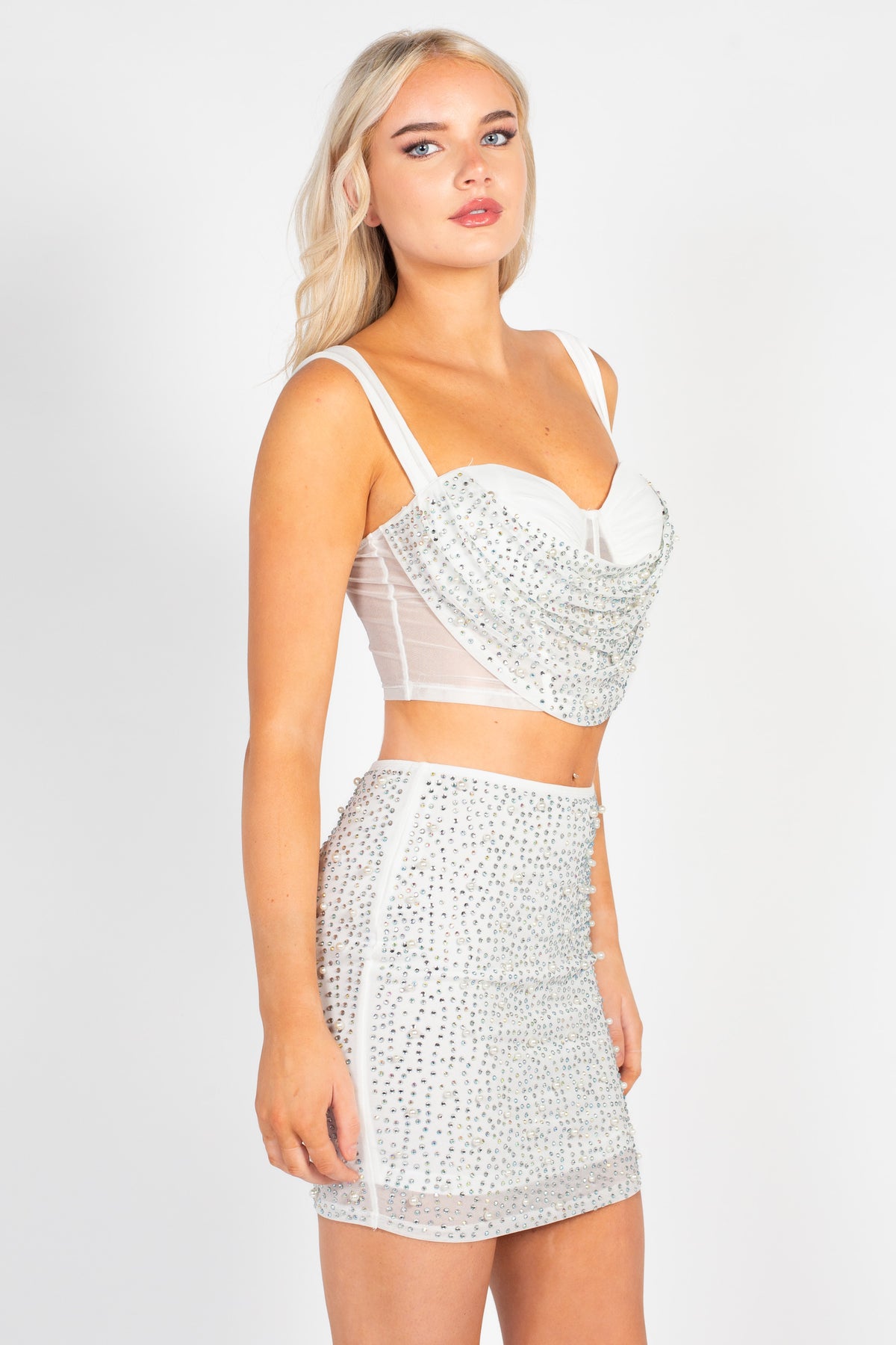 London Pearl Crop Bustier Blouse