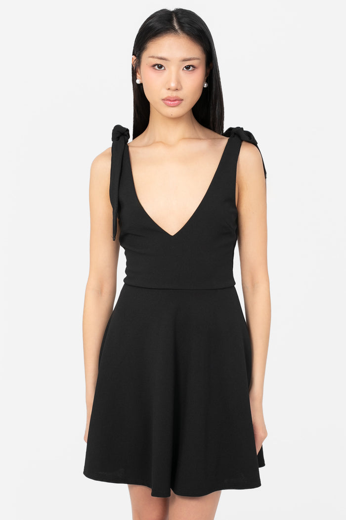 Gabriella Tie Shoulder Skater Mini Dress - honey