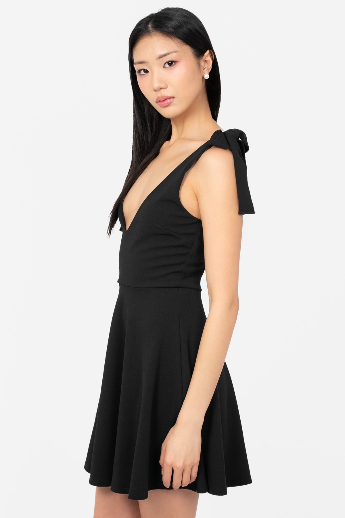 Gabriella Tie Shoulder Skater Mini Dress - honey