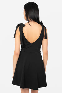 Gabriella Tie Shoulder Skater Mini Dress - honey