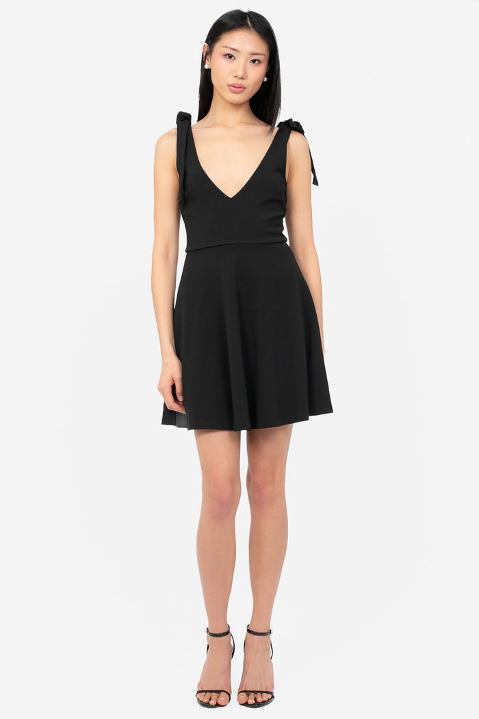 Gabriella Tie Shoulder Skater Mini Dress - honey