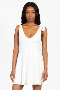 Gabriella Tie Shoulder Skater Mini Dress - honey