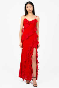 Aurora Ruffle Maxi Dress - honey