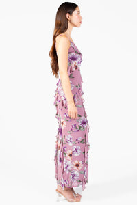 Brielle Floral Ruffle Maxi Dress - honey