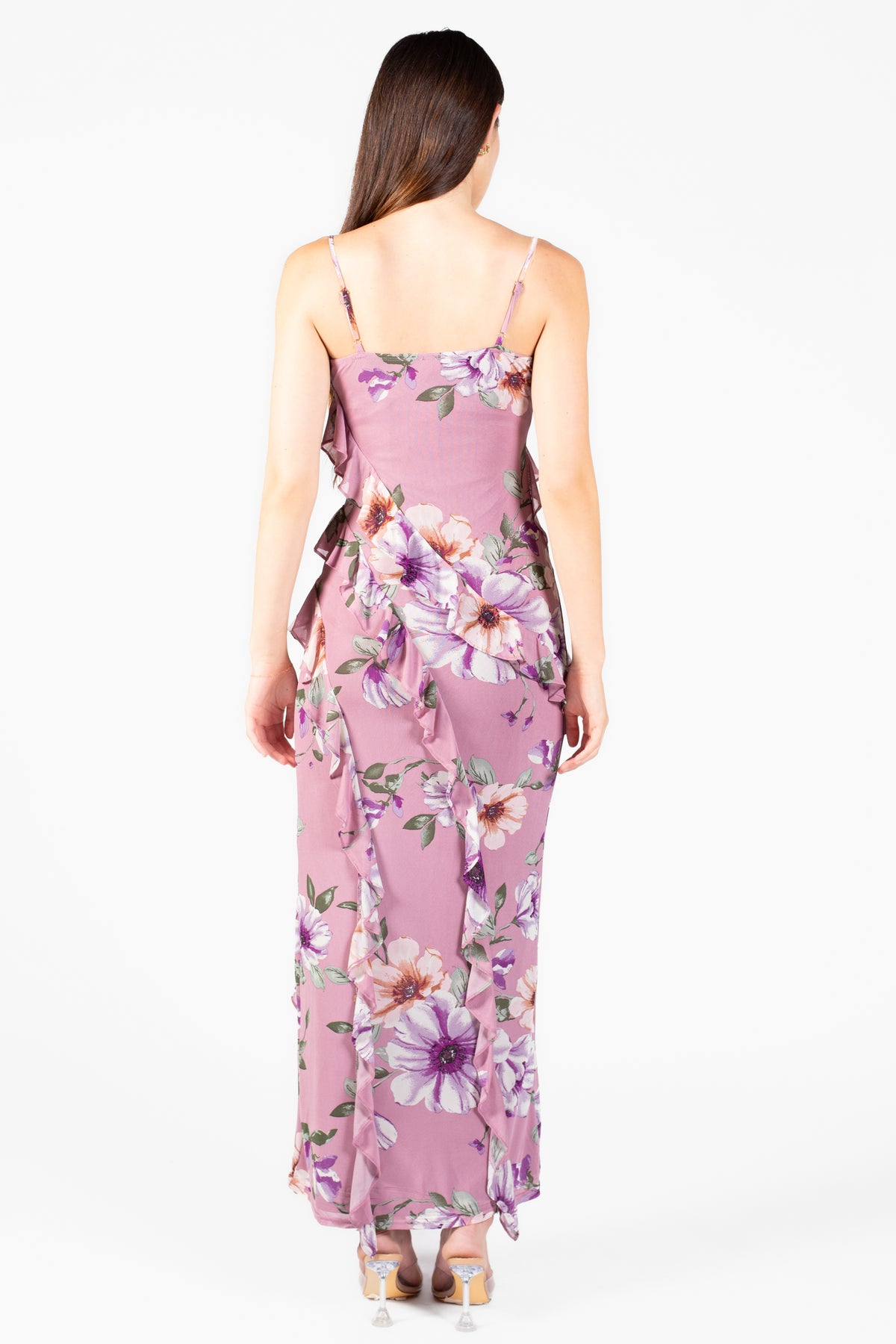 Brielle Floral Ruffle Maxi Dress - honey