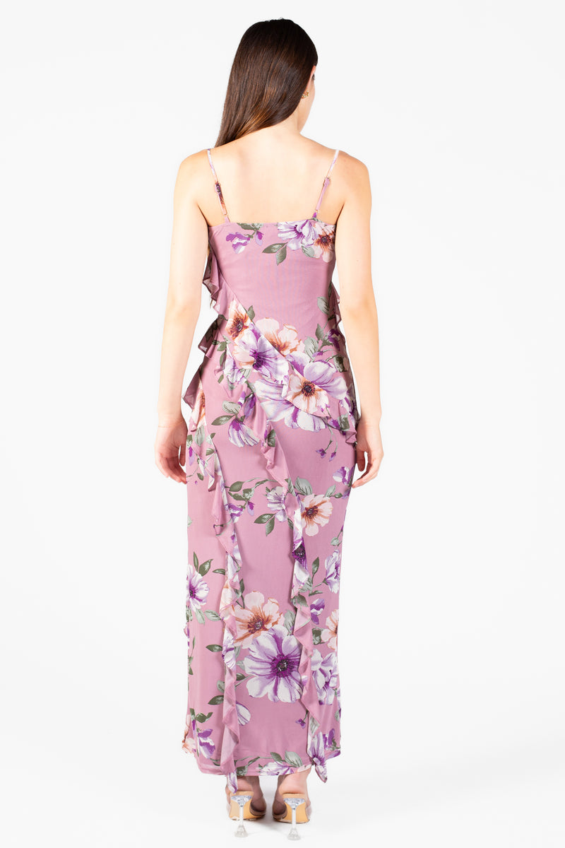 Brielle Floral Ruffle Maxi Dress - honey