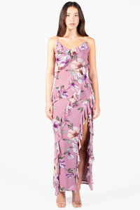 Brielle Floral Ruffle Maxi Dress - honey