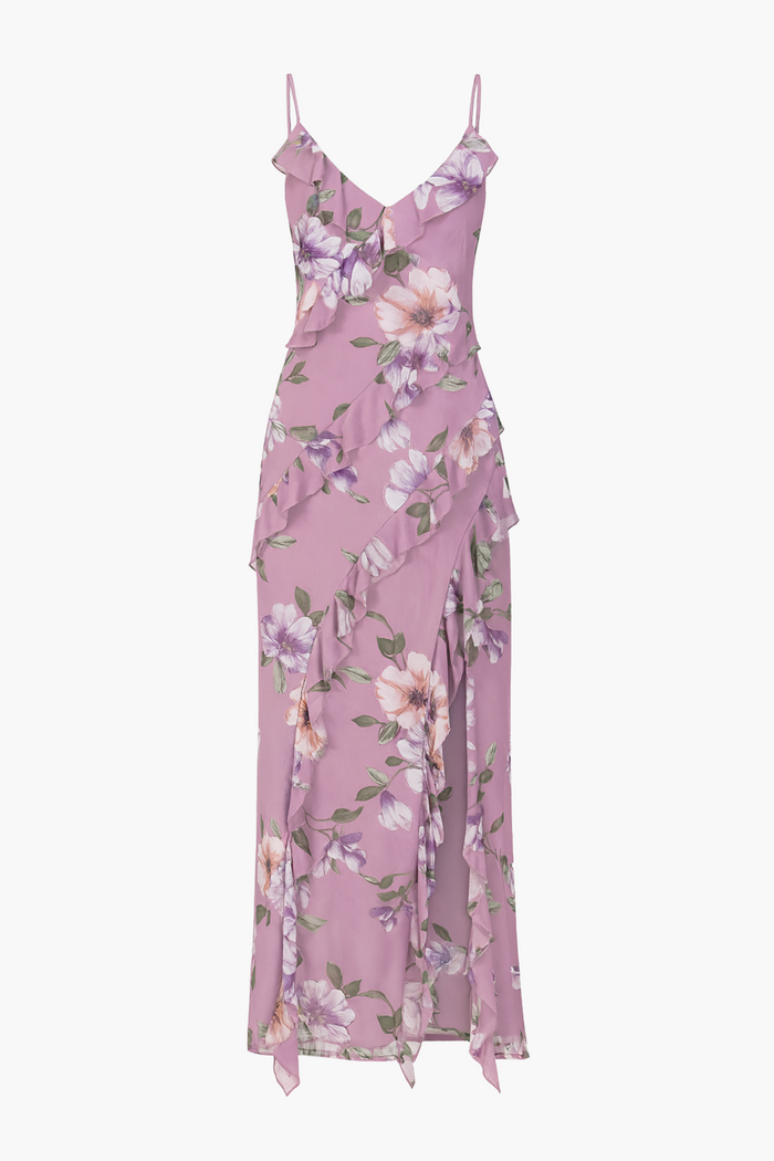 Brielle Floral Ruffle Maxi Dress - honey