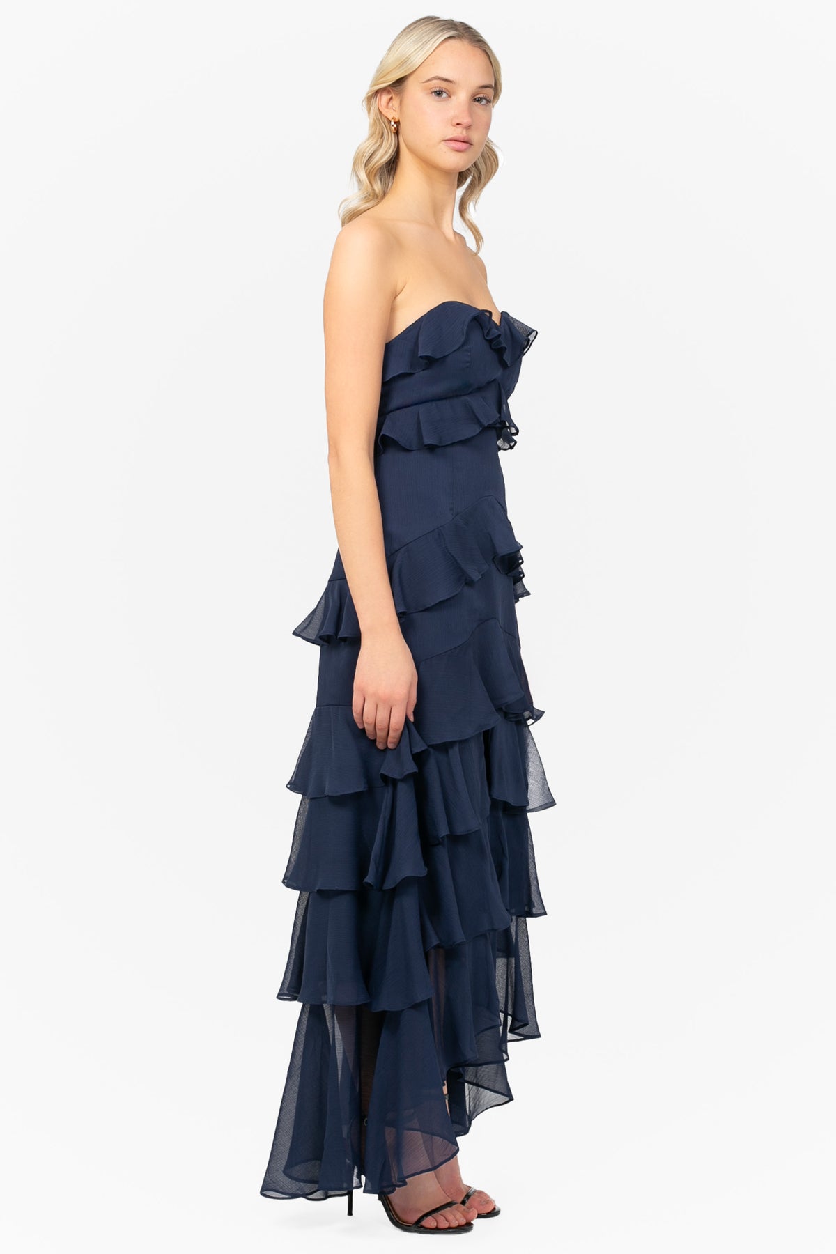 Solara Chiffon Ruffle Maxi Dress