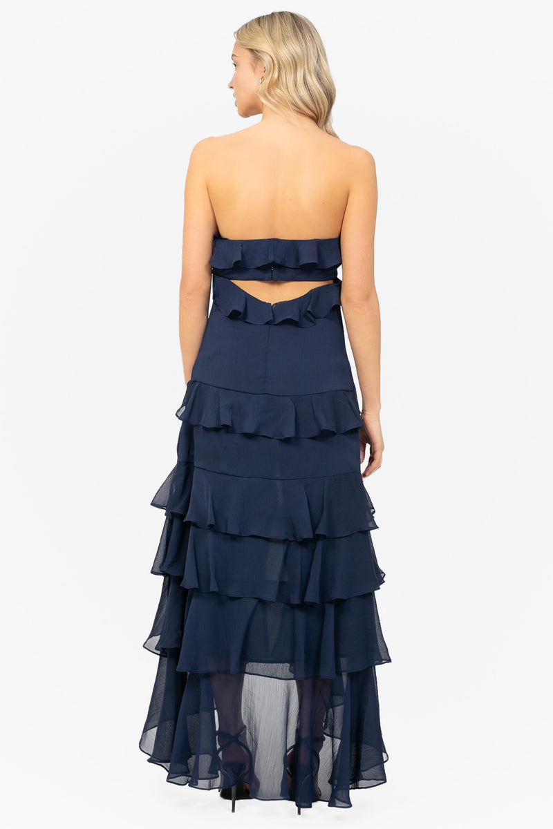 Solara Chiffon Ruffle Maxi Dress – honey