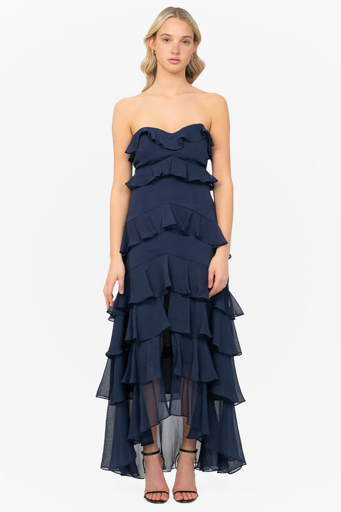 Solara Chiffon Ruffle Maxi Dress