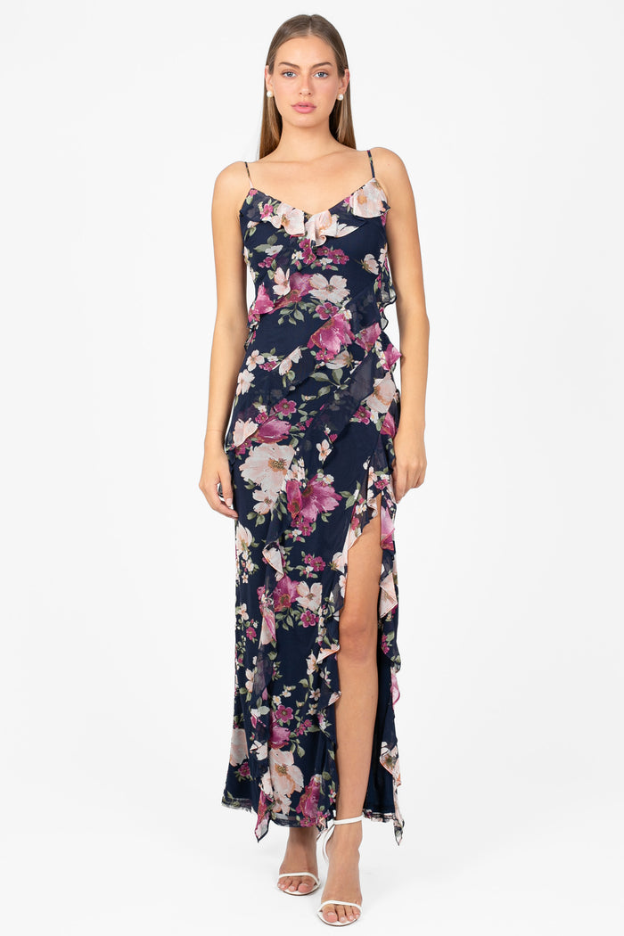 Sylvana Ruffle Tiered Maxi Dress - honey