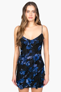 Millie Floral Ruffle Mini Dress - honey