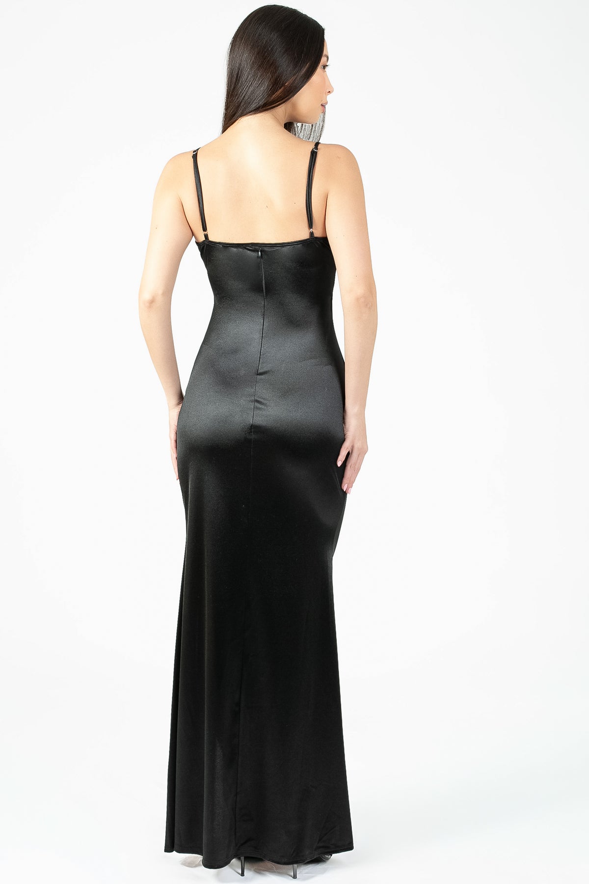 Thea High Slit Satin Maxi Gown - honey