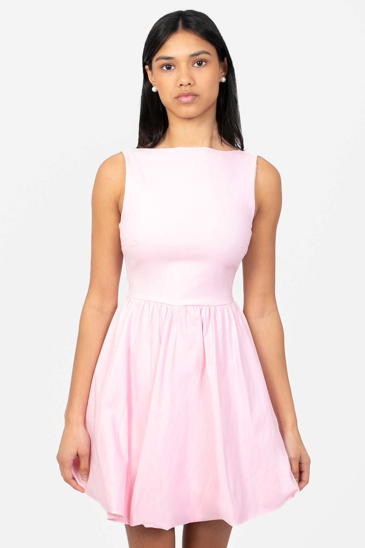 melaina bubble hem mini dress pink Seraphina Mini Dress - Strapless Corset Bubble Hem Dress in Pink