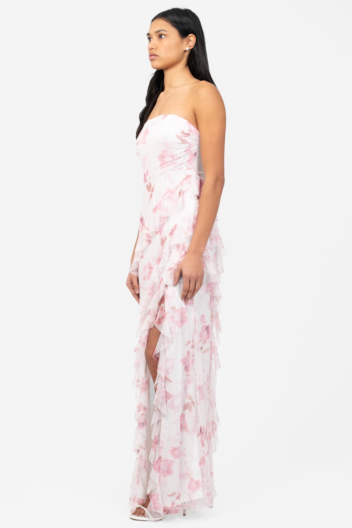 Catalina Rose Print Maxi Dress - honey