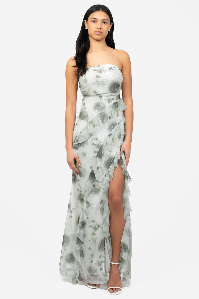 Catalina Rose Print Maxi Dress - honey