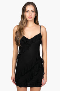Sienna Ruffle Chiffon Mini Dress - honey