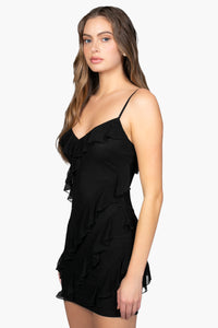 Sienna Ruffle Chiffon Mini Dress - honey
