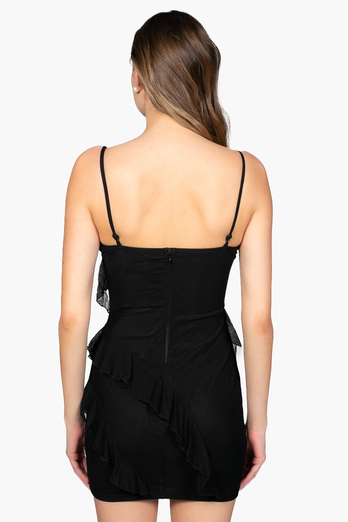 Sienna Ruffle Chiffon Mini Dress - honey