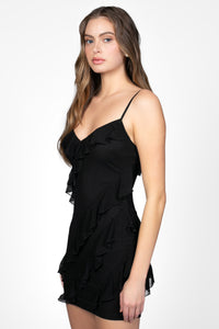 Sienna Ruffle Chiffon Mini Dress - honey