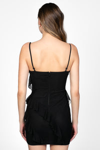 Sienna Ruffle Chiffon Mini Dress - honey