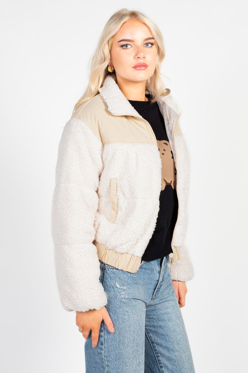 Fluffy Clouds Teddy Puffer Jacket