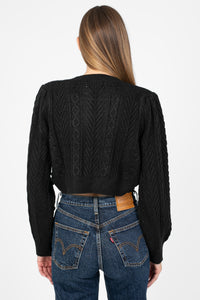 Annaliese Bow Front Knit Pom Pom Cardigan - honey