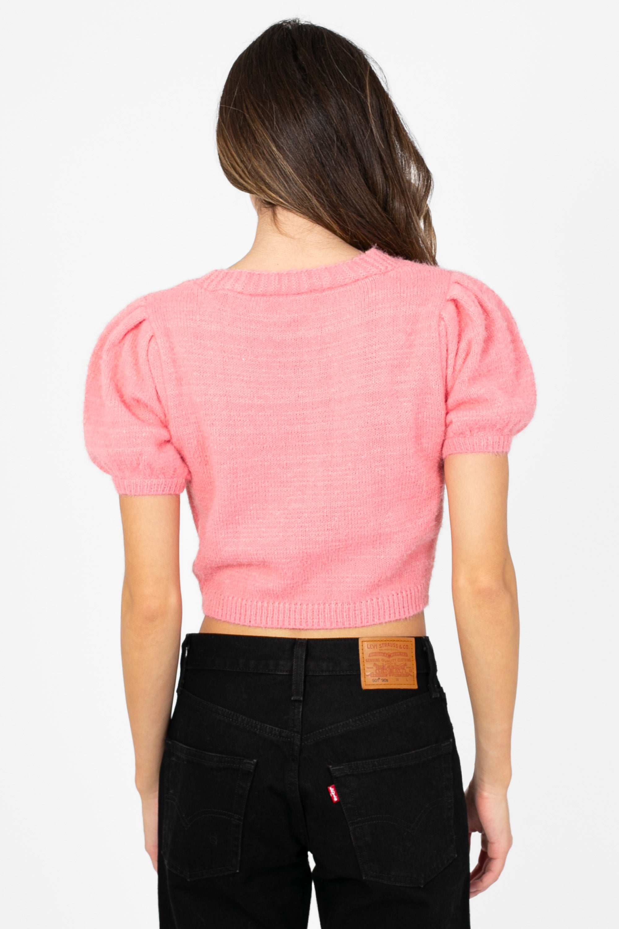 Elora Jewel Button Fuzzy Cardigan