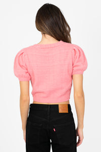 Elora Jewel Button Fuzzy Cardigan - honey