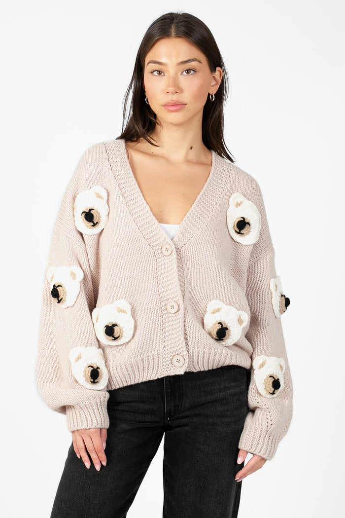 Loveable Teddy Bear Cardigan - honey