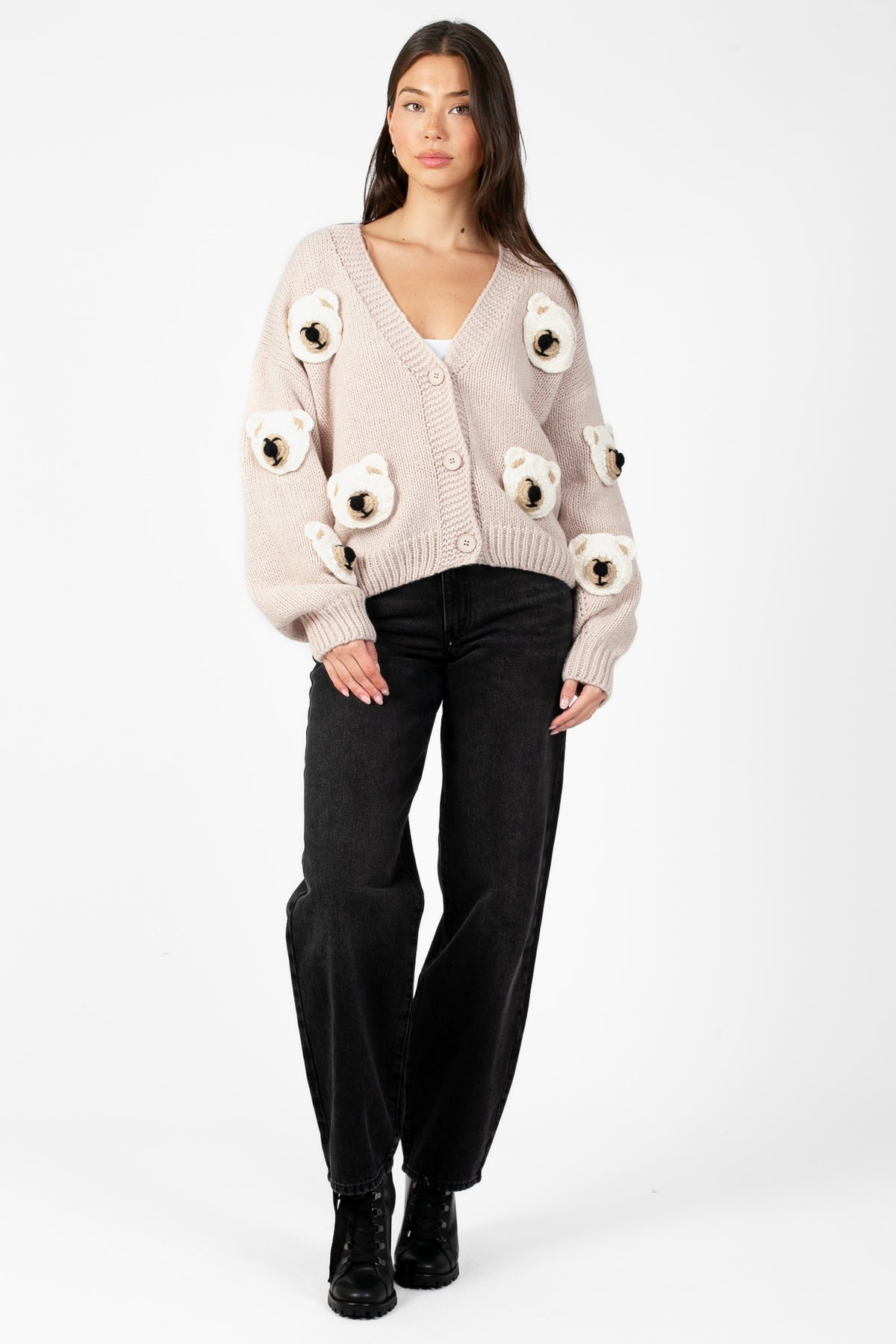 Loveable Teddy Bear Cardigan - honey