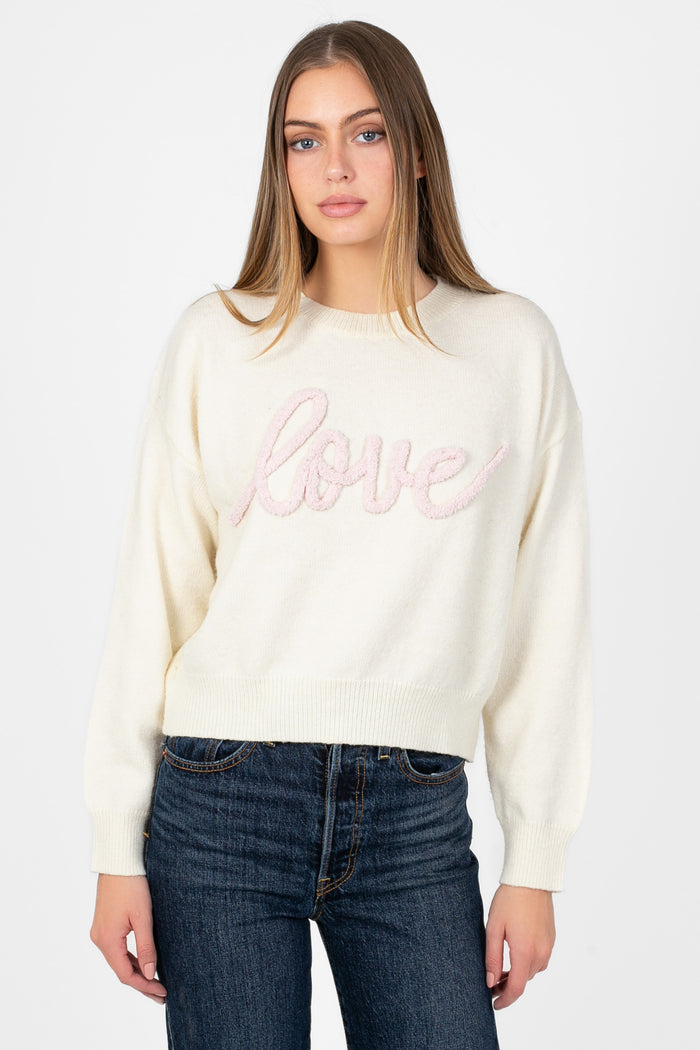 Love Crew Neck Sweater - honey