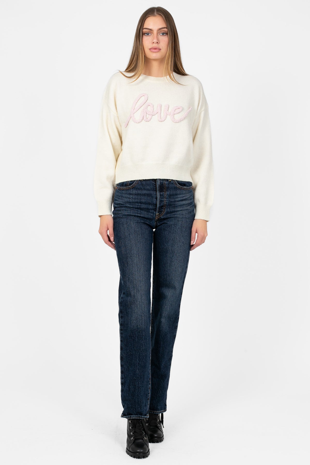 Love Crew Neck Sweater - honey