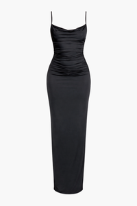 Nila Ruched Mesh Maxi Dress - honey