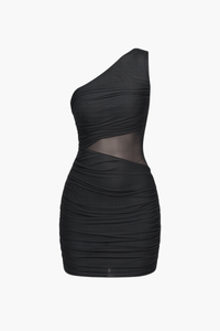 Jade Mesh Ruched Mini Dress - honey